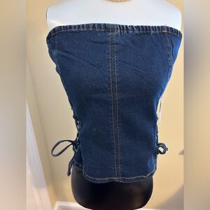 LONE STAR Corset-Style Strapless Denim Top NWT